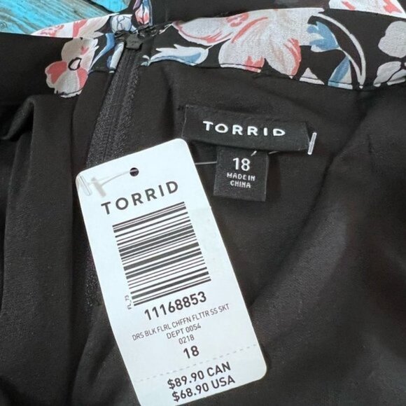 Torrid Floral Print Chiffon Dress Size 18 NWT - Picture 10 of 11